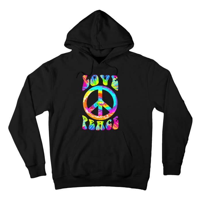 PEACE SIGN LOVE 60s 70s Tie Dye Hippie Costume Hoodie