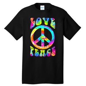 PEACE SIGN LOVE 60s 70s Tie Dye Hippie Costume Tall T-Shirt