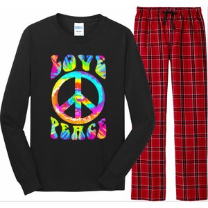 PEACE SIGN LOVE 60s 70s Tie Dye Hippie Costume Long Sleeve Pajama Set