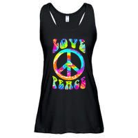 PEACE SIGN LOVE 60s 70s Tie Dye Hippie Costume Ladies Essential Flowy Tank