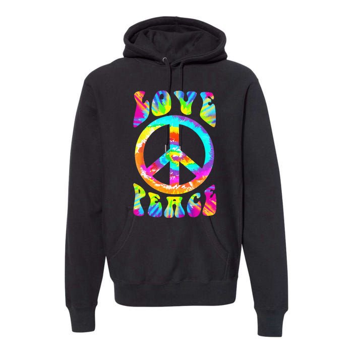 PEACE SIGN LOVE 60s 70s Tie Dye Hippie Costume Premium Hoodie