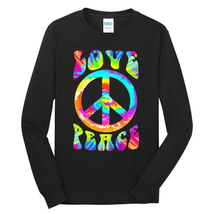 PEACE SIGN LOVE 60s 70s Tie Dye Hippie Costume Tall Long Sleeve T-Shirt