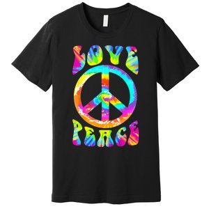 PEACE SIGN LOVE 60s 70s Tie Dye Hippie Costume Premium T-Shirt