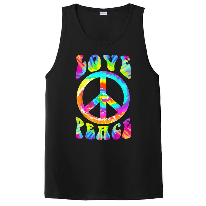 PEACE SIGN LOVE 60s 70s Tie Dye Hippie Costume PosiCharge Competitor Tank