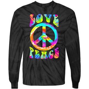 PEACE SIGN LOVE 60s 70s Tie Dye Hippie Costume Tie-Dye Long Sleeve Shirt