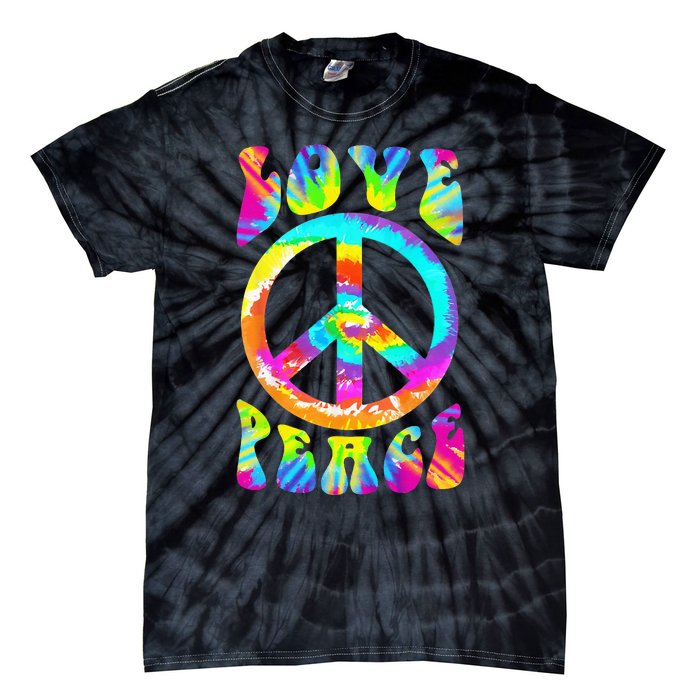 PEACE SIGN LOVE 60s 70s Tie Dye Hippie Costume Tie-Dye T-Shirt