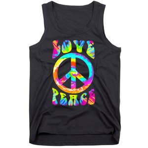 PEACE SIGN LOVE 60s 70s Tie Dye Hippie Costume Tank Top