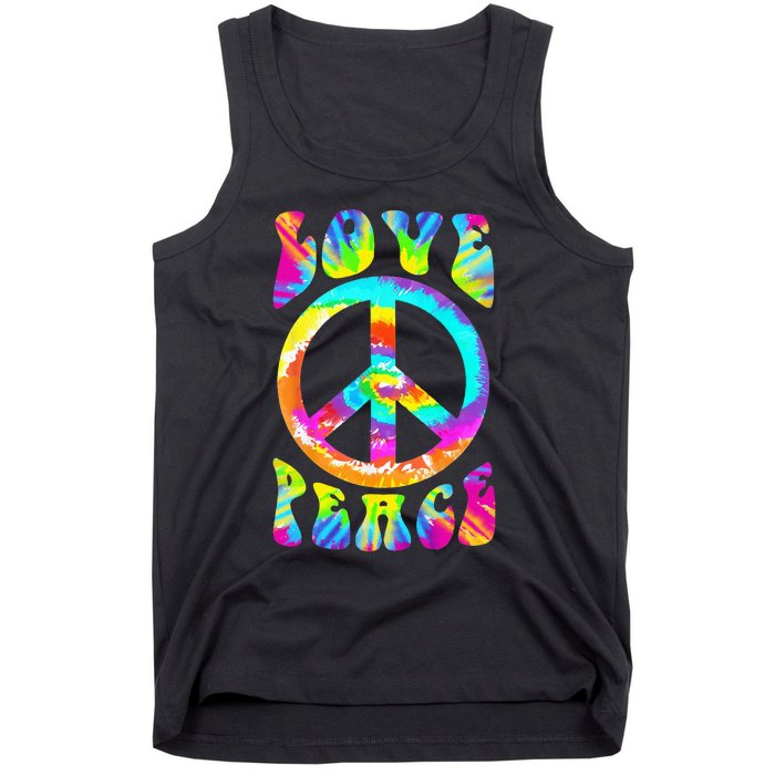 PEACE SIGN LOVE 60s 70s Tie Dye Hippie Costume Tank Top