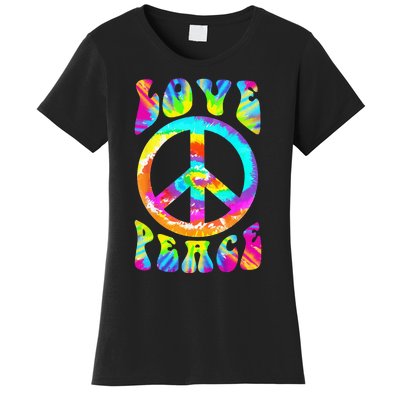 PEACE SIGN LOVE 60s 70s Tie Dye Hippie Costume Women's T-Shirt