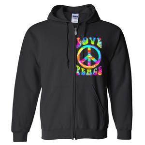 PEACE SIGN LOVE 60s 70s Tie Dye Hippie Costume Full Zip Hoodie