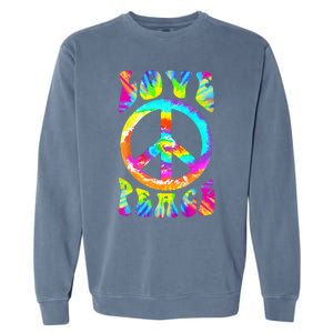 PEACE SIGN LOVE 60s 70s Tie Dye Hippie Costume Garment-Dyed Sweatshirt