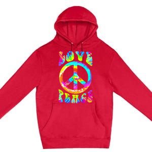 PEACE SIGN LOVE 60s 70s Tie Dye Hippie Costume Premium Pullover Hoodie