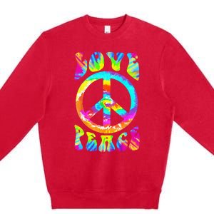 PEACE SIGN LOVE 60s 70s Tie Dye Hippie Costume Premium Crewneck Sweatshirt