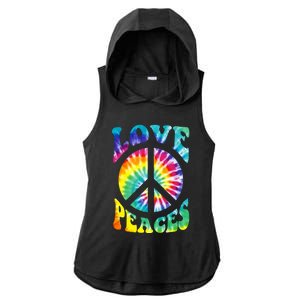 Peace Sign Love 60S 70S Tie Dye Hippie Costume Ladies PosiCharge Tri-Blend Wicking Draft Hoodie Tank