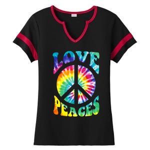 Peace Sign Love 60S 70S Tie Dye Hippie Costume Ladies Halftime Notch Neck Tee