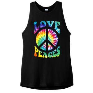 Peace Sign Love 60S 70S Tie Dye Hippie Costume Ladies PosiCharge Tri-Blend Wicking Tank