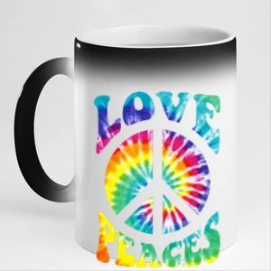 Peace Sign Love 60S 70S Tie Dye Hippie Costume 11oz Black Color Changing Mug