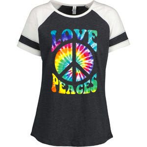 Peace Sign Love 60S 70S Tie Dye Hippie Costume Enza Ladies Jersey Colorblock Tee