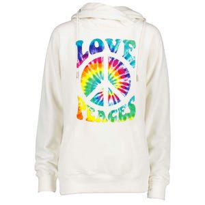 Peace Sign Love 60S 70S Tie Dye Hippie Costume Womens Funnel Neck Pullover Hood