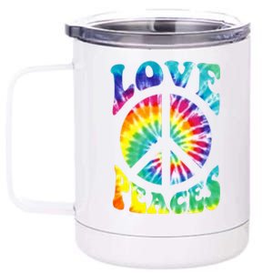 Peace Sign Love 60S 70S Tie Dye Hippie Costume 12 oz Stainless Steel Tumbler Cup