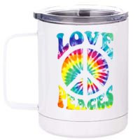 Peace Sign Love 60S 70S Tie Dye Hippie Costume 12 oz Stainless Steel Tumbler Cup