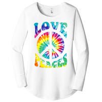 Peace Sign Love 60S 70S Tie Dye Hippie Costume Women's Perfect Tri Tunic Long Sleeve Shirt