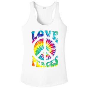 Peace Sign Love 60S 70S Tie Dye Hippie Costume Ladies PosiCharge Competitor Racerback Tank