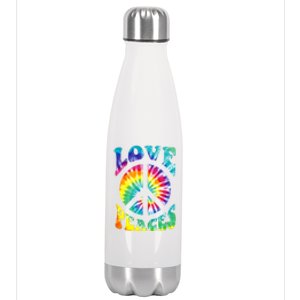 Peace Sign Love 60S 70S Tie Dye Hippie Costume Stainless Steel Insulated Water Bottle