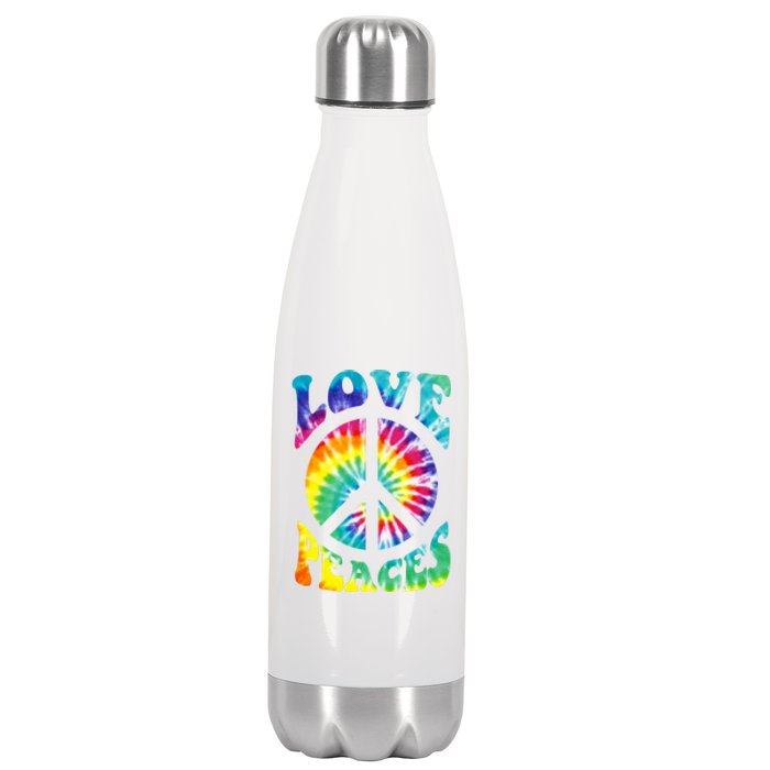 Peace Sign Love 60S 70S Tie Dye Hippie Costume Stainless Steel Insulated Water Bottle