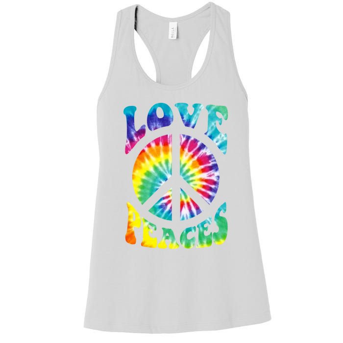 Peace Sign Love 60S 70S Tie Dye Hippie Costume Women's Racerback Tank