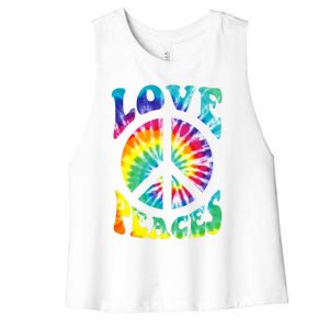 Peace Sign Love 60S 70S Tie Dye Hippie Costume Women's Racerback Cropped Tank