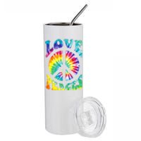 Peace Sign Love 60S 70S Tie Dye Hippie Costume Stainless Steel Tumbler