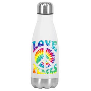 Peace Sign Love 60S 70S Tie Dye Hippie Costume Stainless Steel Insulated Water Bottle