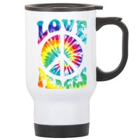 Peace Sign Love 60S 70S Tie Dye Hippie Costume Stainless Steel Travel Mug