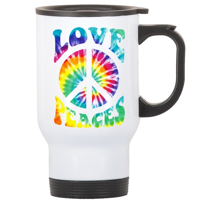 Peace Sign Love 60S 70S Tie Dye Hippie Costume Stainless Steel Travel Mug