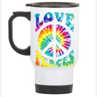 Peace Sign Love 60S 70S Tie Dye Hippie Costume Stainless Steel Travel Mug