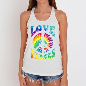 Peace Sign Love 60S 70S Tie Dye Hippie Costume Women's Knotted Racerback Tank