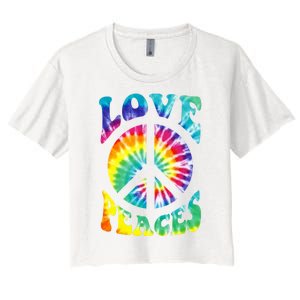 Peace Sign Love 60S 70S Tie Dye Hippie Costume Women's Crop Top Tee