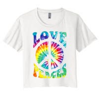 Peace Sign Love 60S 70S Tie Dye Hippie Costume Women's Crop Top Tee