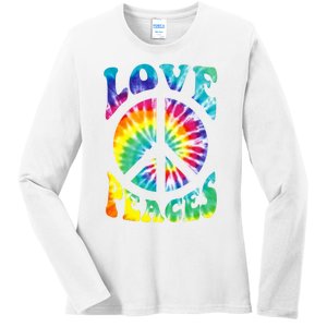 Peace Sign Love 60S 70S Tie Dye Hippie Costume Ladies Long Sleeve Shirt