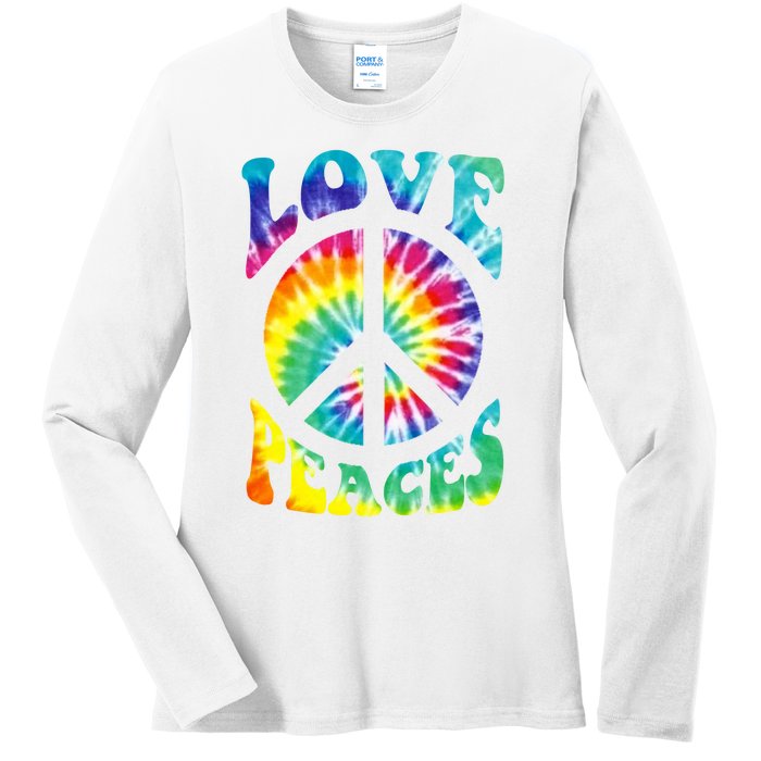 Peace Sign Love 60S 70S Tie Dye Hippie Costume Ladies Long Sleeve Shirt