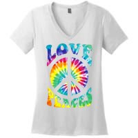 Peace Sign Love 60S 70S Tie Dye Hippie Costume Women's V-Neck T-Shirt