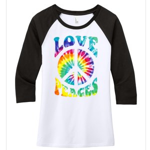 Peace Sign Love 60S 70S Tie Dye Hippie Costume Women's Tri-Blend 3/4-Sleeve Raglan Shirt