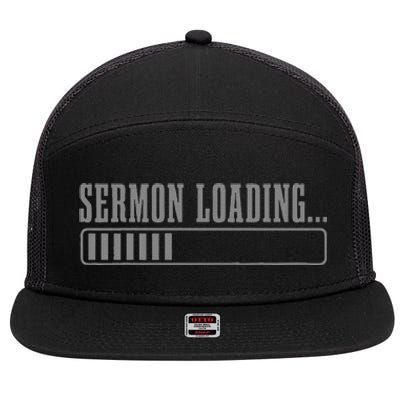 Pastor Sermon Loading Funny Preacher Bible Christian 7 Panel Mesh Trucker Snapback Hat