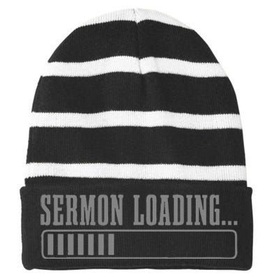 Pastor Sermon Loading Funny Preacher Bible Christian Striped Beanie with Solid Band