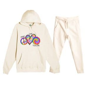 Peace Sign Love 60S 70S Tie Dye Hippie Costume Nonconformist Premium Hooded Sweatsuit Set