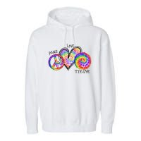 Peace Sign Love 60S 70S Tie Dye Hippie Costume Nonconformist Garment-Dyed Fleece Hoodie