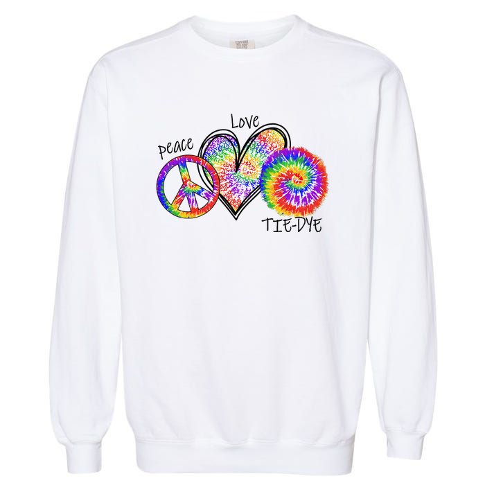 Peace Sign Love 60S 70S Tie Dye Hippie Costume Nonconformist Garment-Dyed Sweatshirt