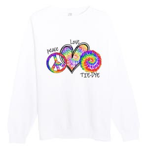 Peace Sign Love 60S 70S Tie Dye Hippie Costume Nonconformist Premium Crewneck Sweatshirt