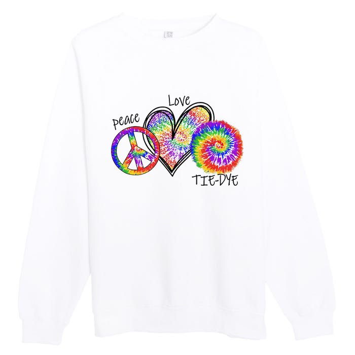 Peace Sign Love 60S 70S Tie Dye Hippie Costume Nonconformist Premium Crewneck Sweatshirt